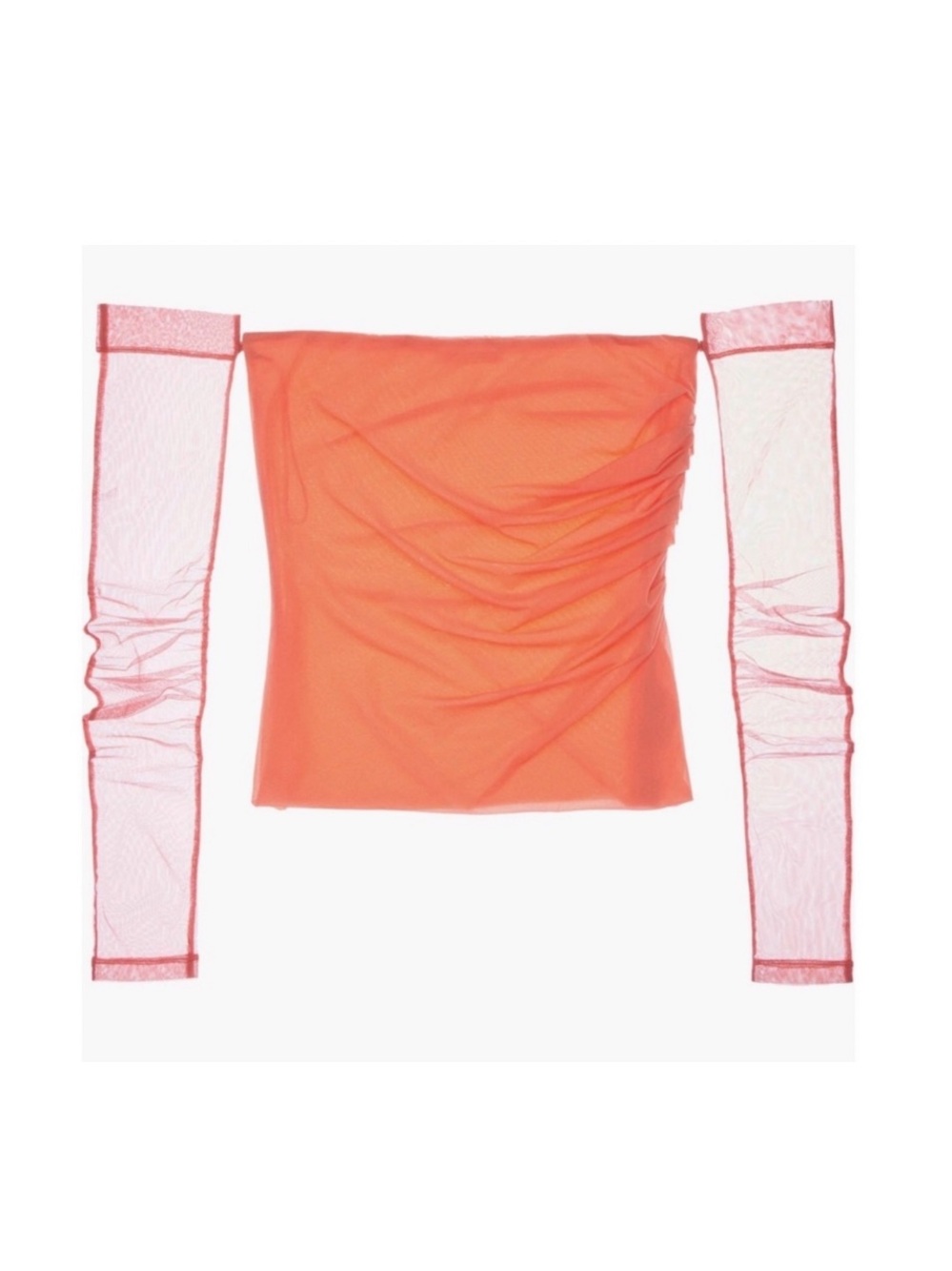Helmut Lang Sheer Long Sleeve 2-in-1 Blouse Top, NEW